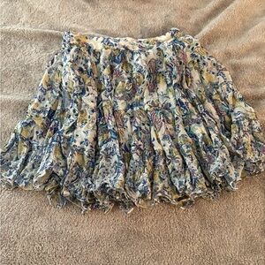 Rococo Sand Blue and Yellow Floral Mini Skirt